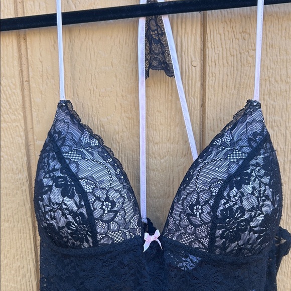 Linea Donatella Elegant Black And Light Pink Lace Chemise. Padded. Medium - Picture 5 of 14